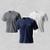Kit 3 Camiseta Masculina Dry Manga Curta e Raglan Academia - Mescla+Marinho