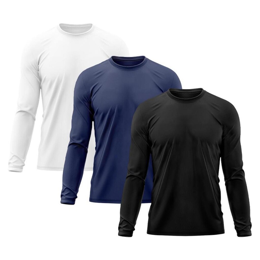 Kit 3 Camiseta Masculina Proteção Solar UV Térmica Praia Esporte Academia Tecido Dry Camisetas