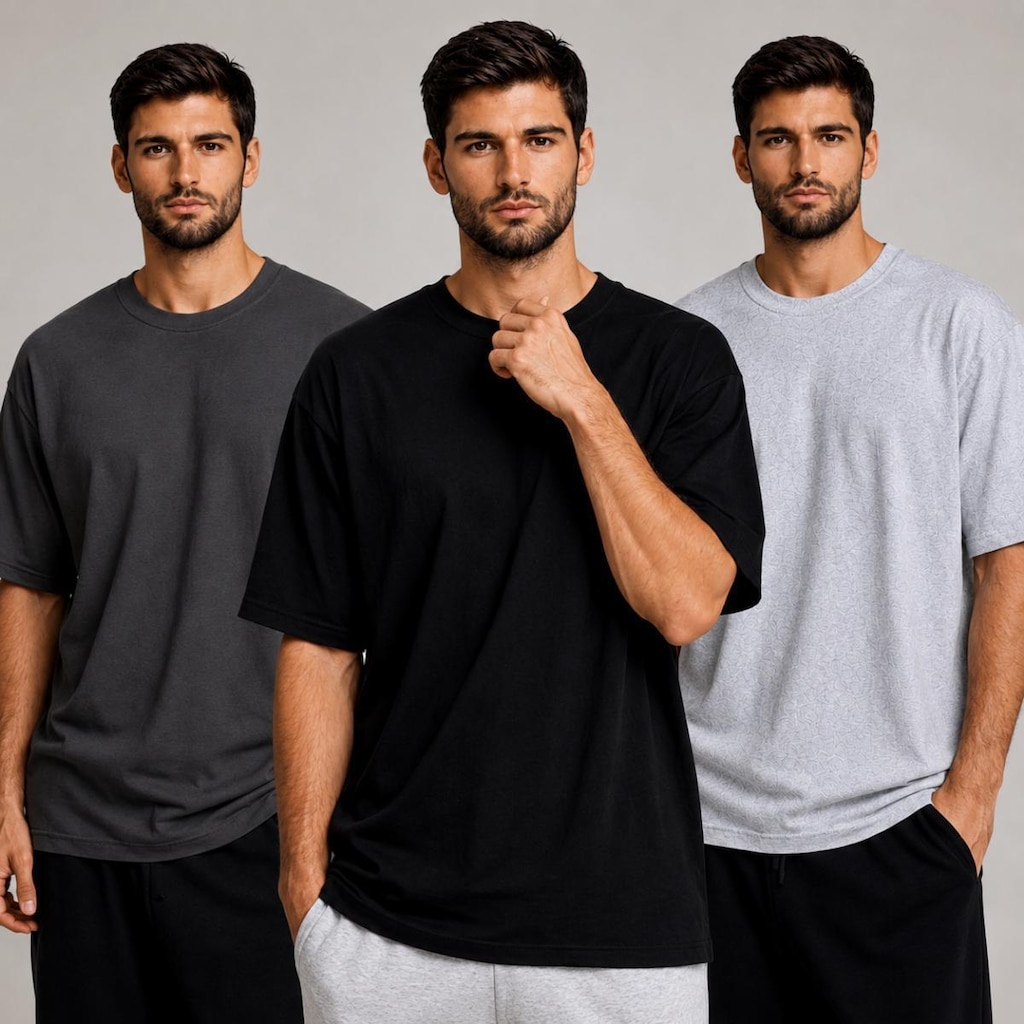 Kit 3 Camiseta Oversize Masculina Basica Algodao