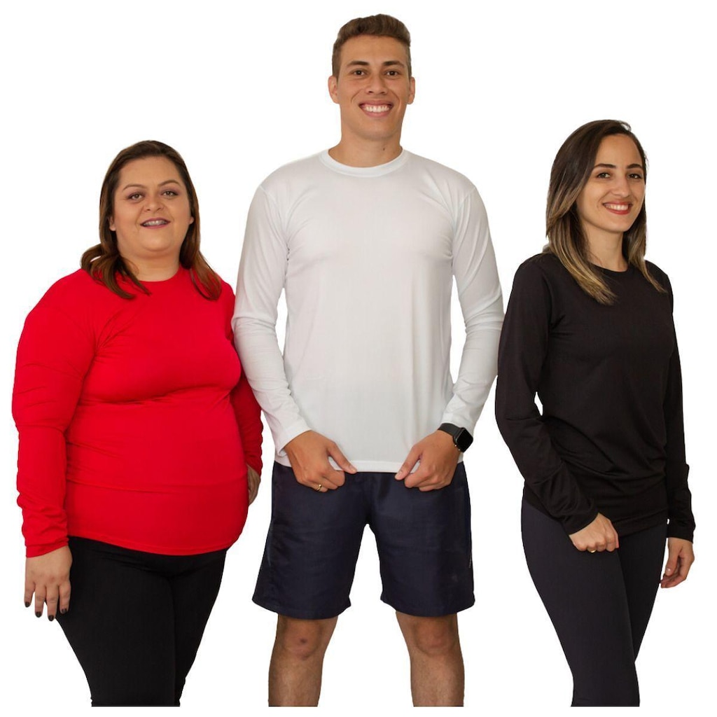 Kit 3 Camiseta UV Proteção Solar FPU 50+ Manga Longa Camisa Térmica Praia Piscina Pescaria Esportiva
