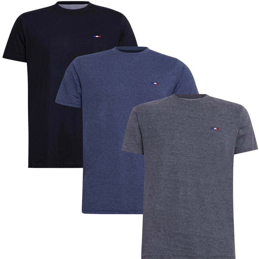 Kit 3 Camisetas Básicas Algodão Premium no Estilo Clássico Bordado França Preto M Mescla Chumb