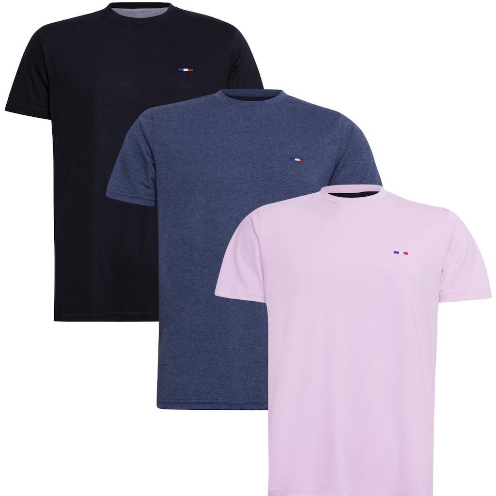 Kit 3 Camisetas Básicas em Algodão Premium no Estilo Clássico Bordado França