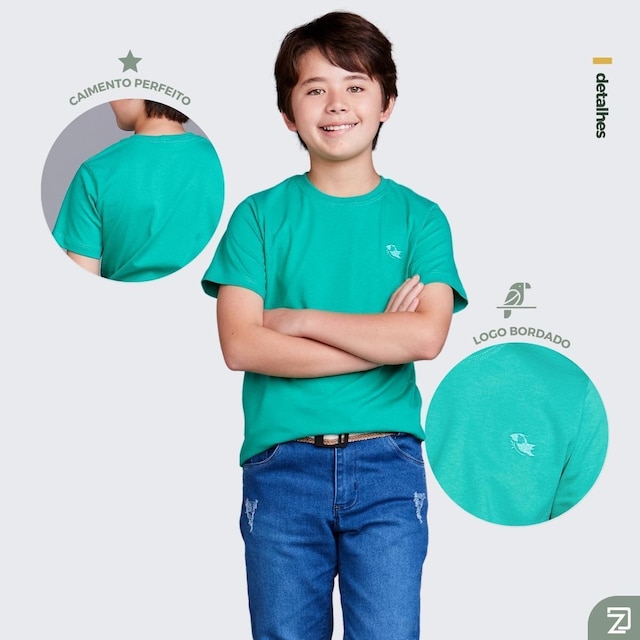 Kit 3 Camisetas Básicas Infantil 100 % Algodão