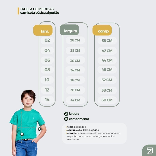Kit 3 Camisetas Básicas Infantil 100 % Algodão