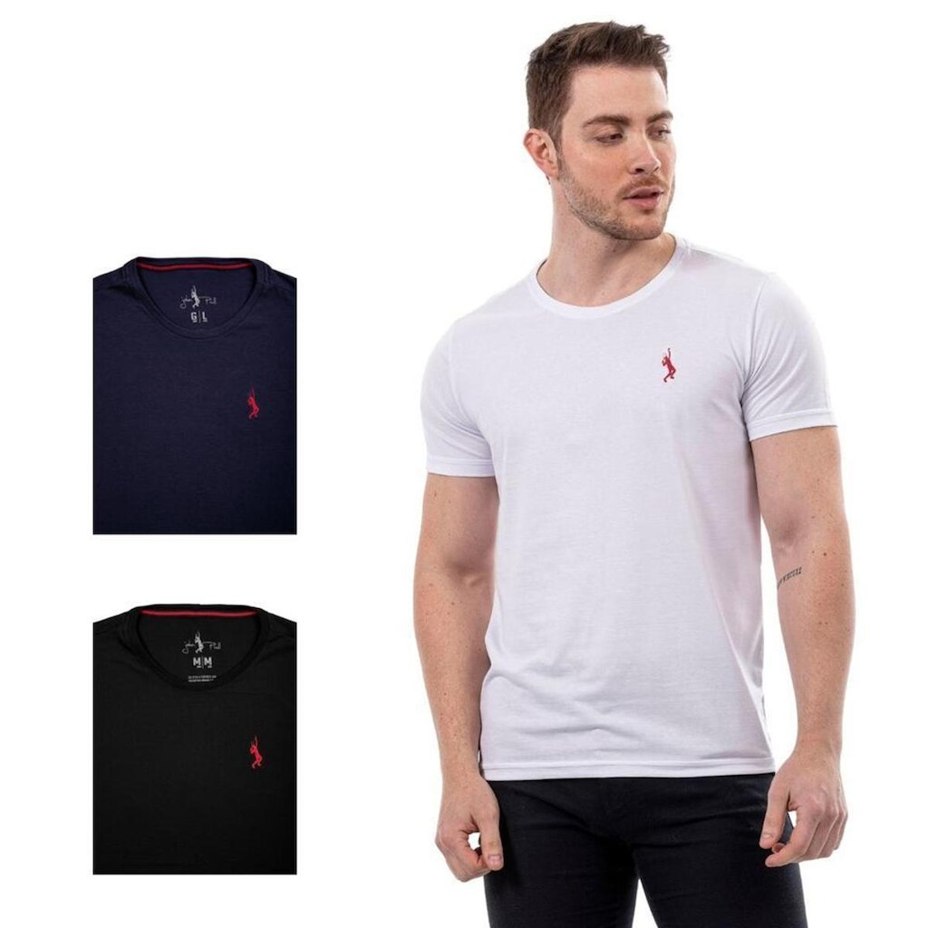 Kit 3 Camisetas Básicas Masculina Algodão Lisa Conforto