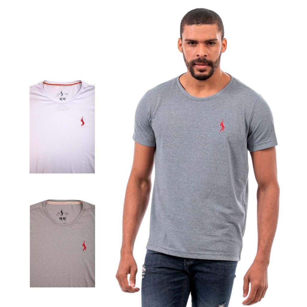 Kit 3 Camisetas Básicas Masculina John Pull Casual Conforto