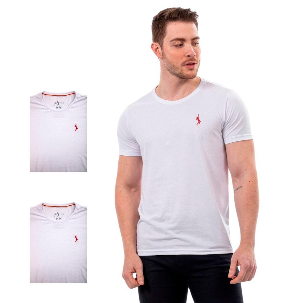 Kit 3 Camisetas Básicas Masculina John Pull Lisa Casual