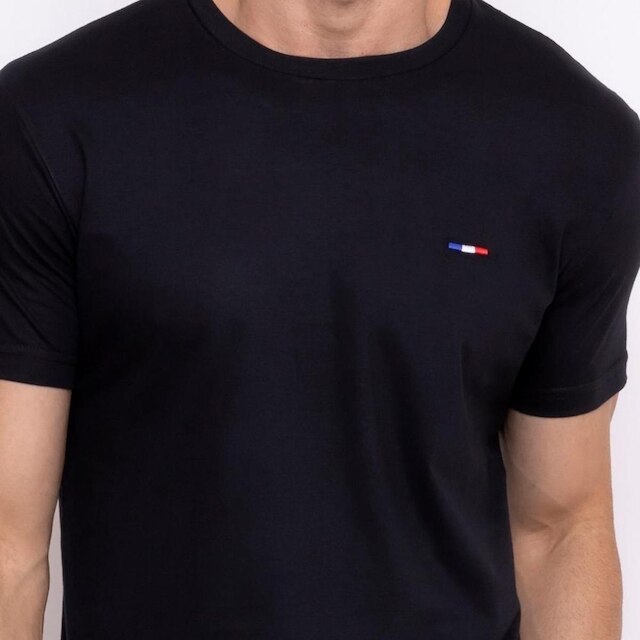 Kit 3 Camisetas Básicas Masculina Premium no Estilo Clássico Bordado França Laranja Branco Preto