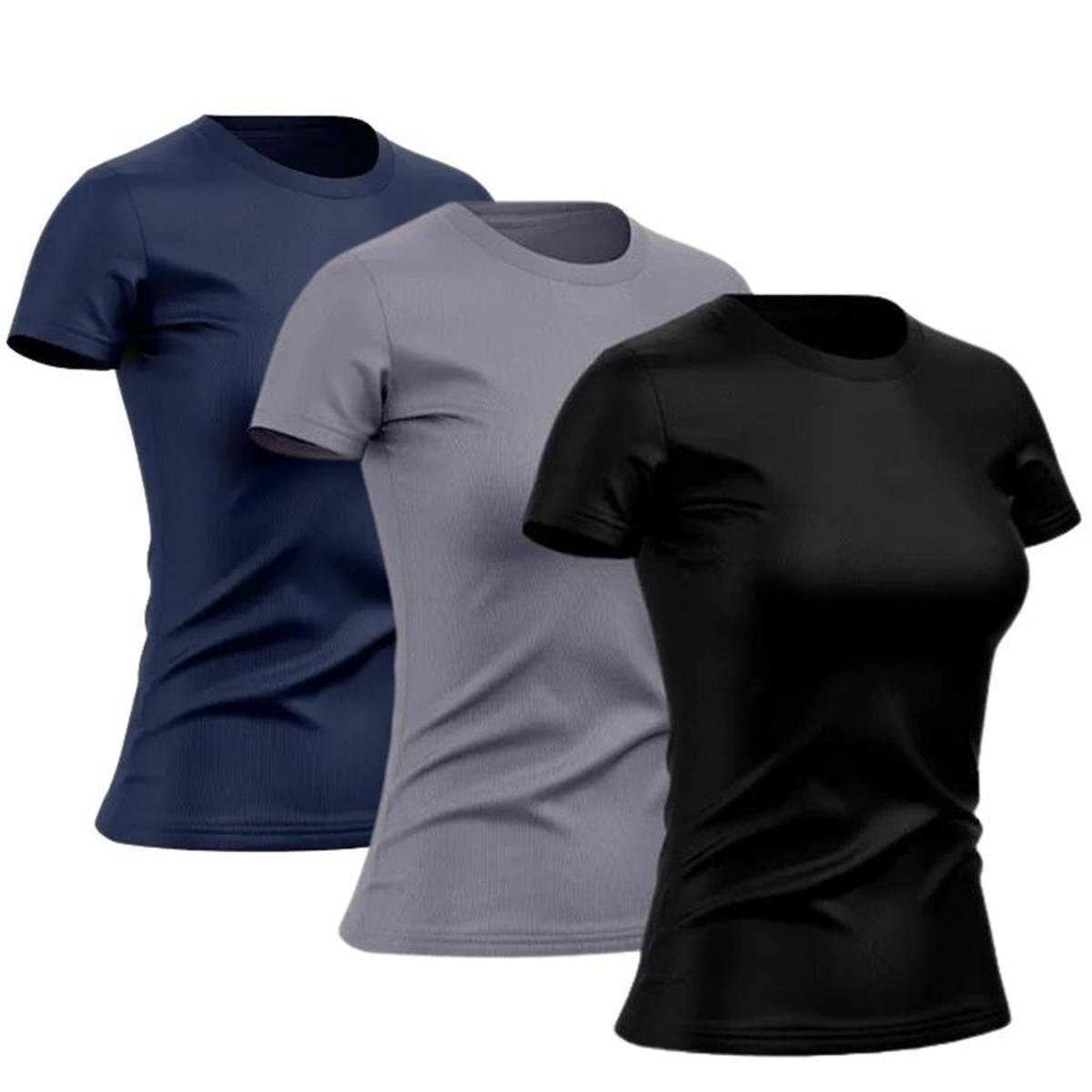 Kit 3 Camisetas Dry Feminina Academia Treino Corrida Proteção UV - GG Menor preço em Kit 3 Camisetas Dry Feminina Academia Treino Corrida Proteção UV - GG
