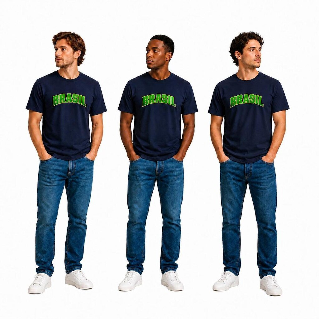 Kit 3 Camisetas Estampada Brasil Masculina Algodão Dtf Camisa Premium Original