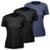 Kit 3 Camisetas Feminina Dry Manga Curta Proteção UV Slim Fit Básica Academia Treino Fitness - Preto+Azul