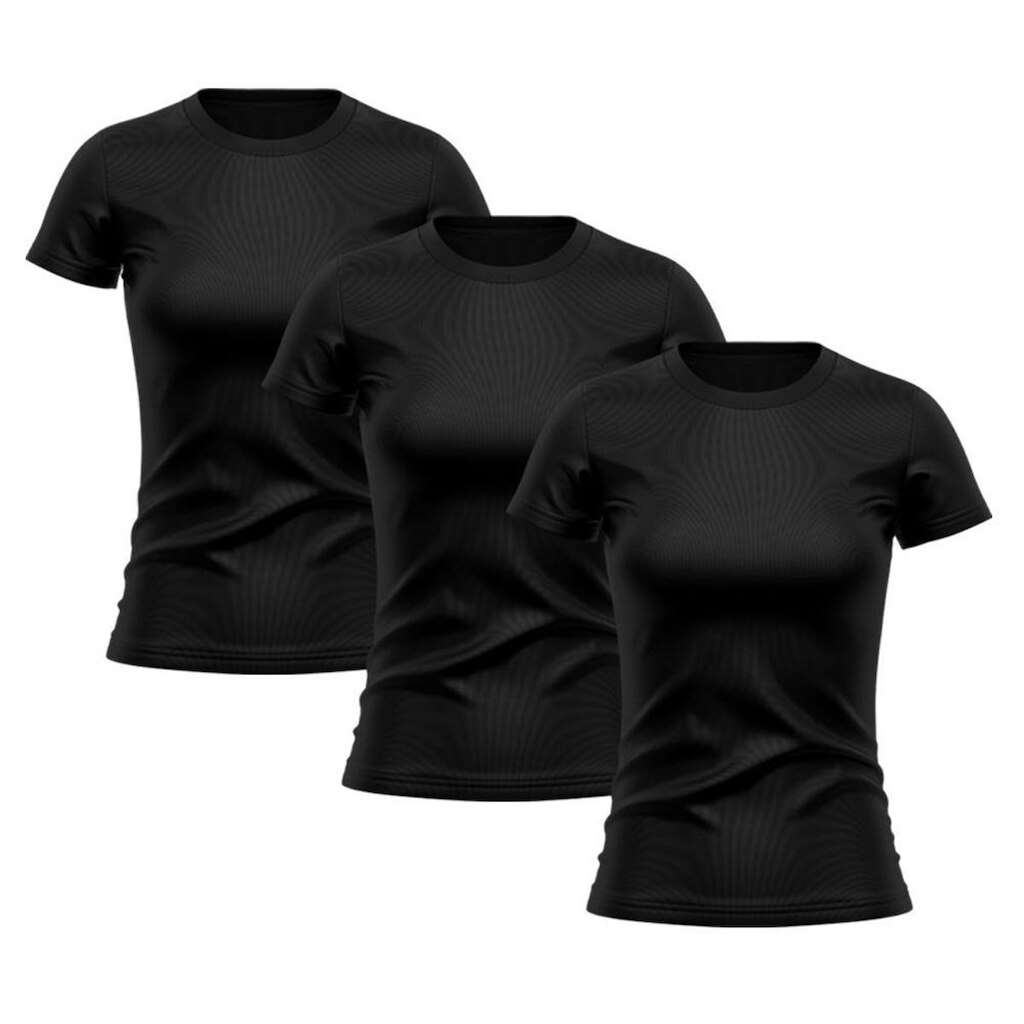 Kit 3 Camisetas Feminina Dry Proteção Solar UV Manga Curta Básica Lisa Academia Treino Fitness Blusa