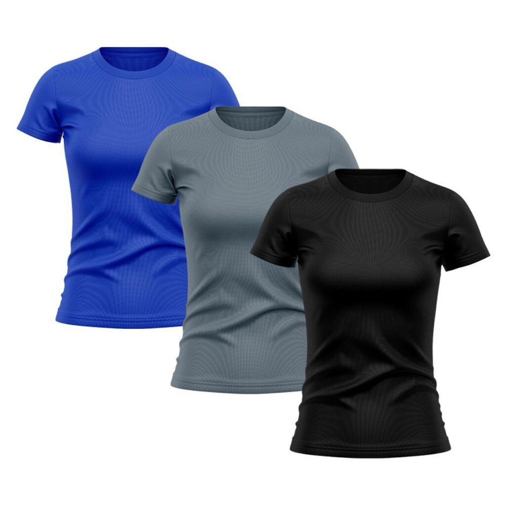 Kit 3 Camisetas Feminina Dry Proteção Solar UV Manga Curta Básica Lisa Academia Treino Fitness Blusa