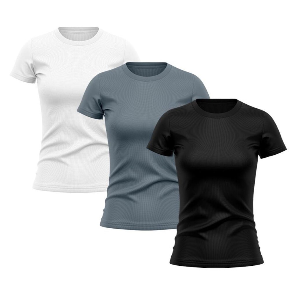Kit 3 Camisetas Feminina Dry Proteção Solar UV Manga Curta Básica Lisa Academia Treino Fitness Blusa