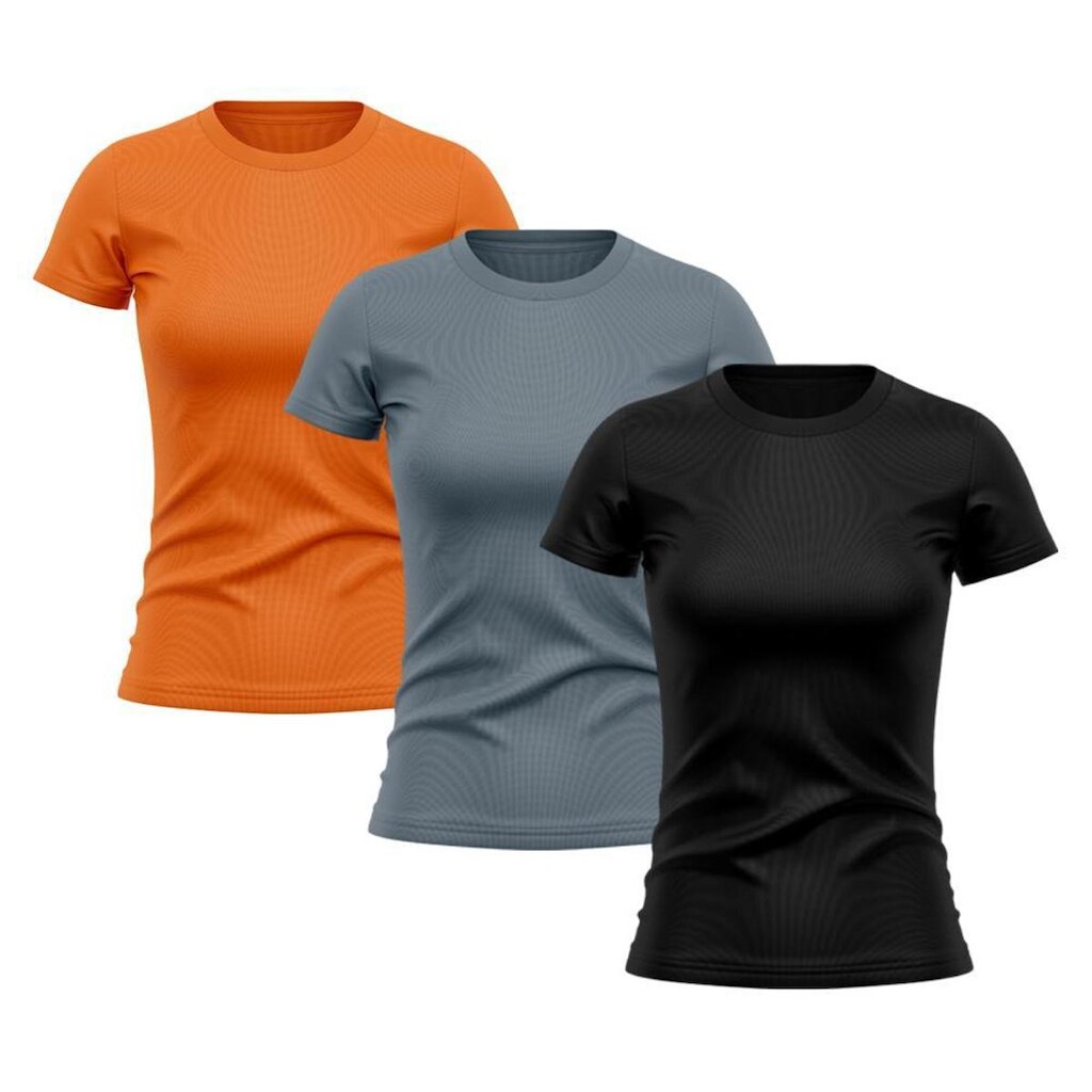 Kit 3 Camisetas Feminina Dry Proteção Solar UV Manga Curta Básica Lisa Academia Treino Fitness Blusa
