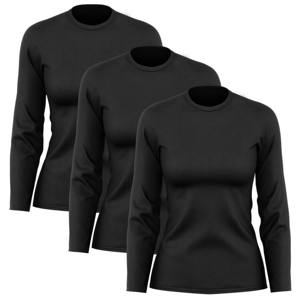 Kit 3 Camisetas Feminina Manga Longa Proteção Solar UV