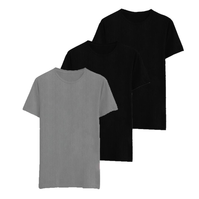 Kit 3 Camisetas Gola Redonda Camisa Manga Curta Masculina