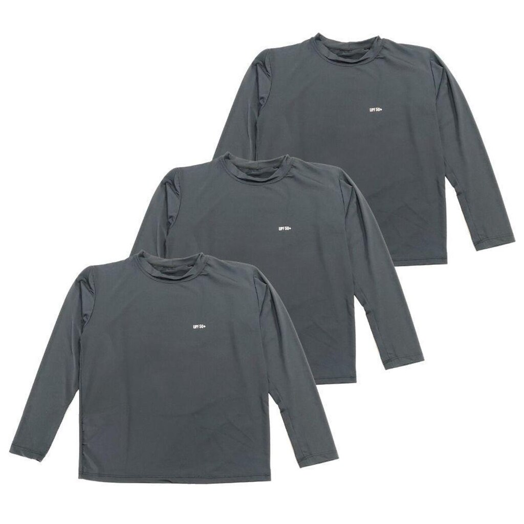 Kit 3 Camisetas Infantil Menino Manga Longa Proteção Solar UV Poliamida Praia Piscina Blusa