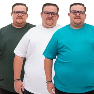 Kit 3 Camisetas Lisa Plus Size 100% Algodão Fio 30.1 Tamanho Grande Gola Careca Trabalho Academia