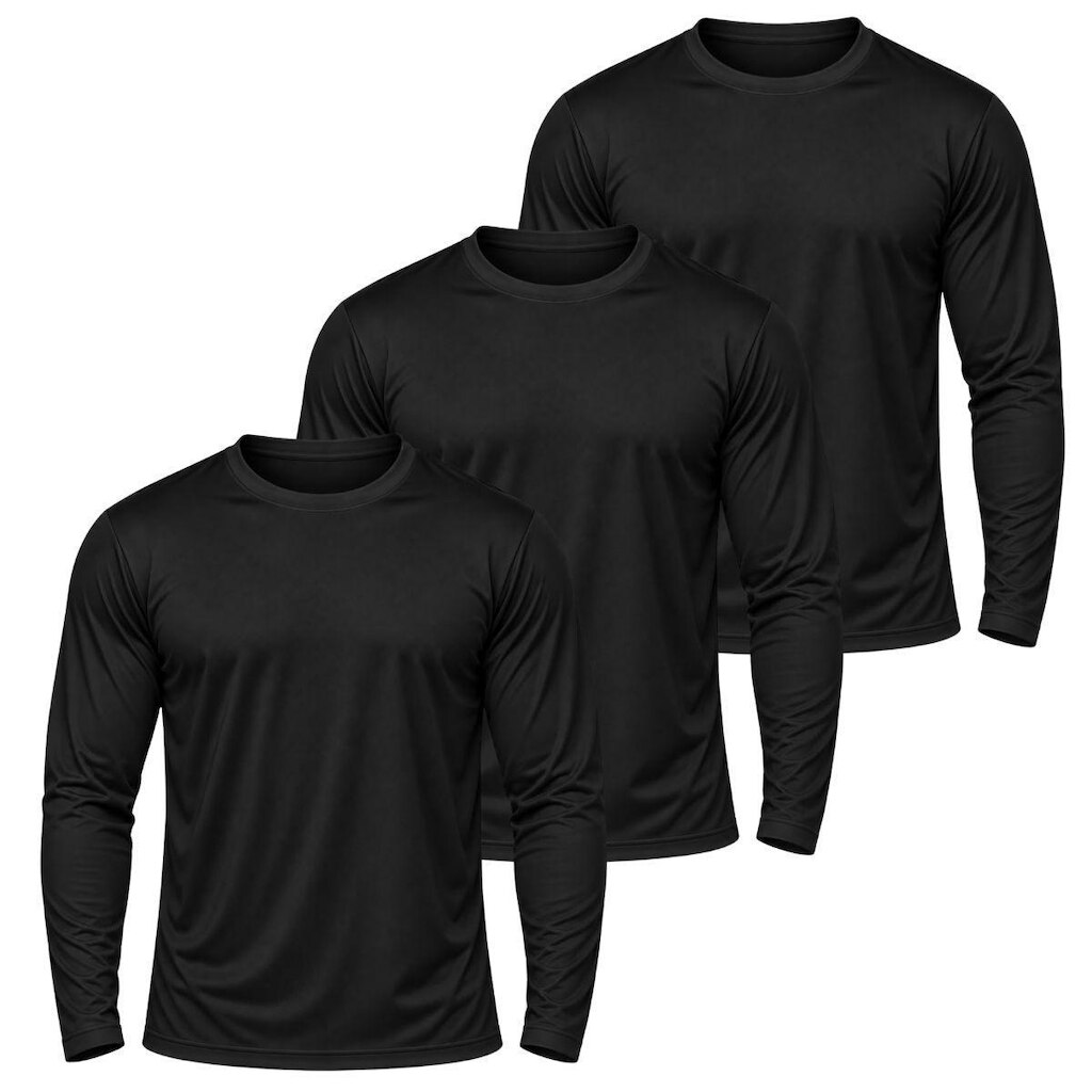 Kit 3 Camisetas Manga Longa Masculina Dry Academia Fit