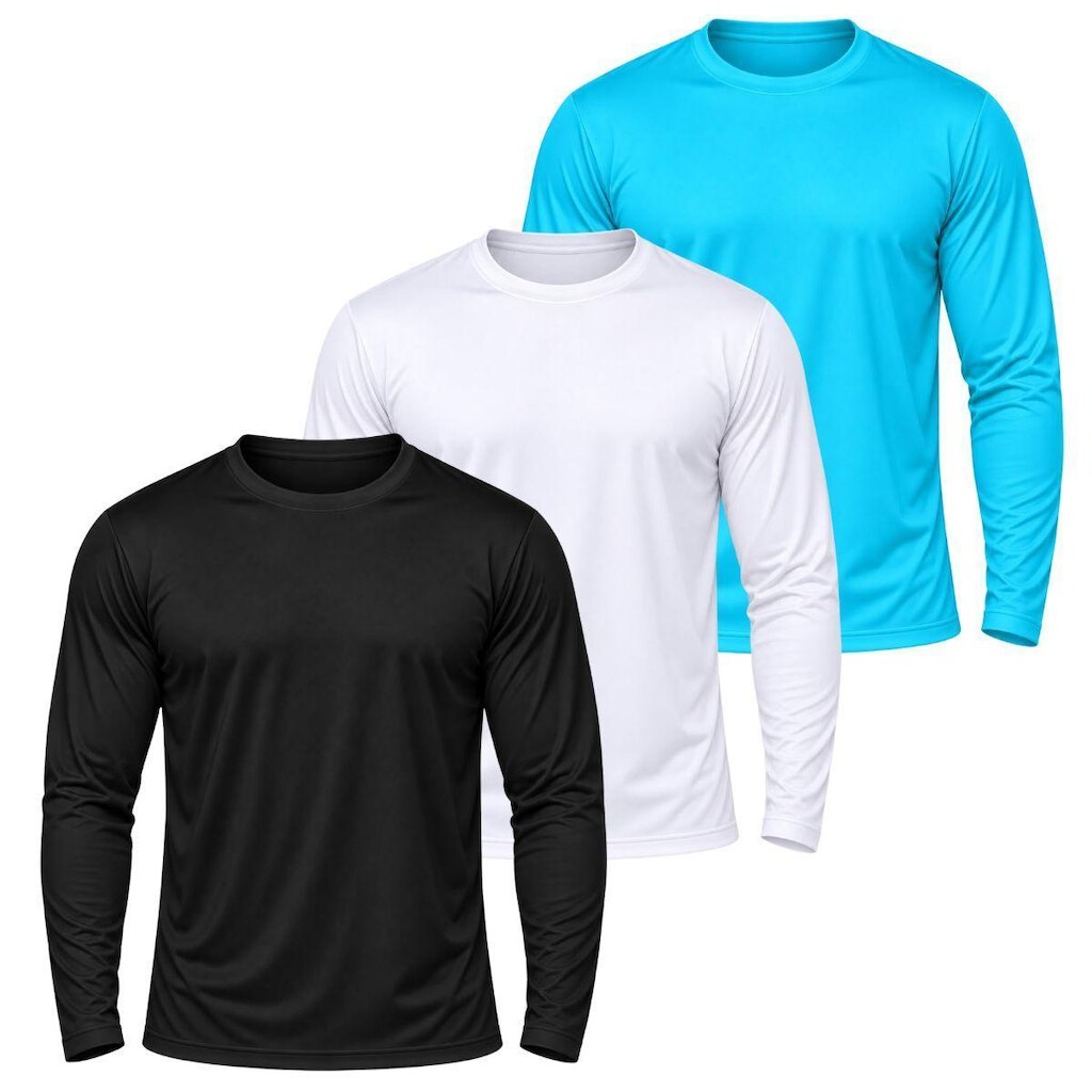 Kit 3 Camisetas Manga Longa Masculina Dry Academia Fit