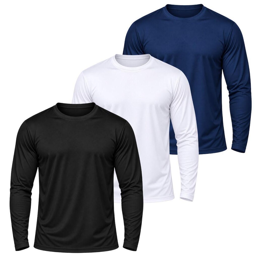 Kit 3 Camisetas Manga Longa Masculina Dry Academia Fit