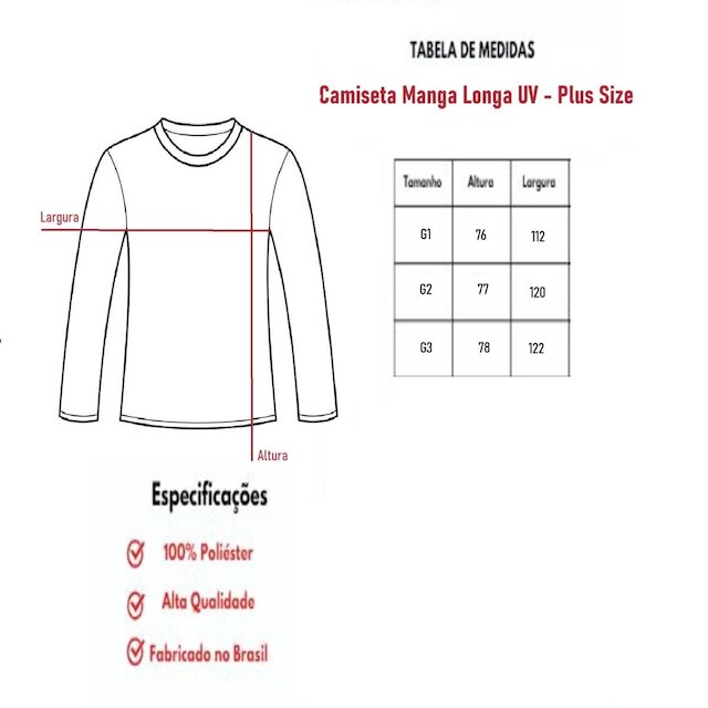 Kit 3 Camisetas Manga Longa Proteção UV FPS50 Feminina Plus Size