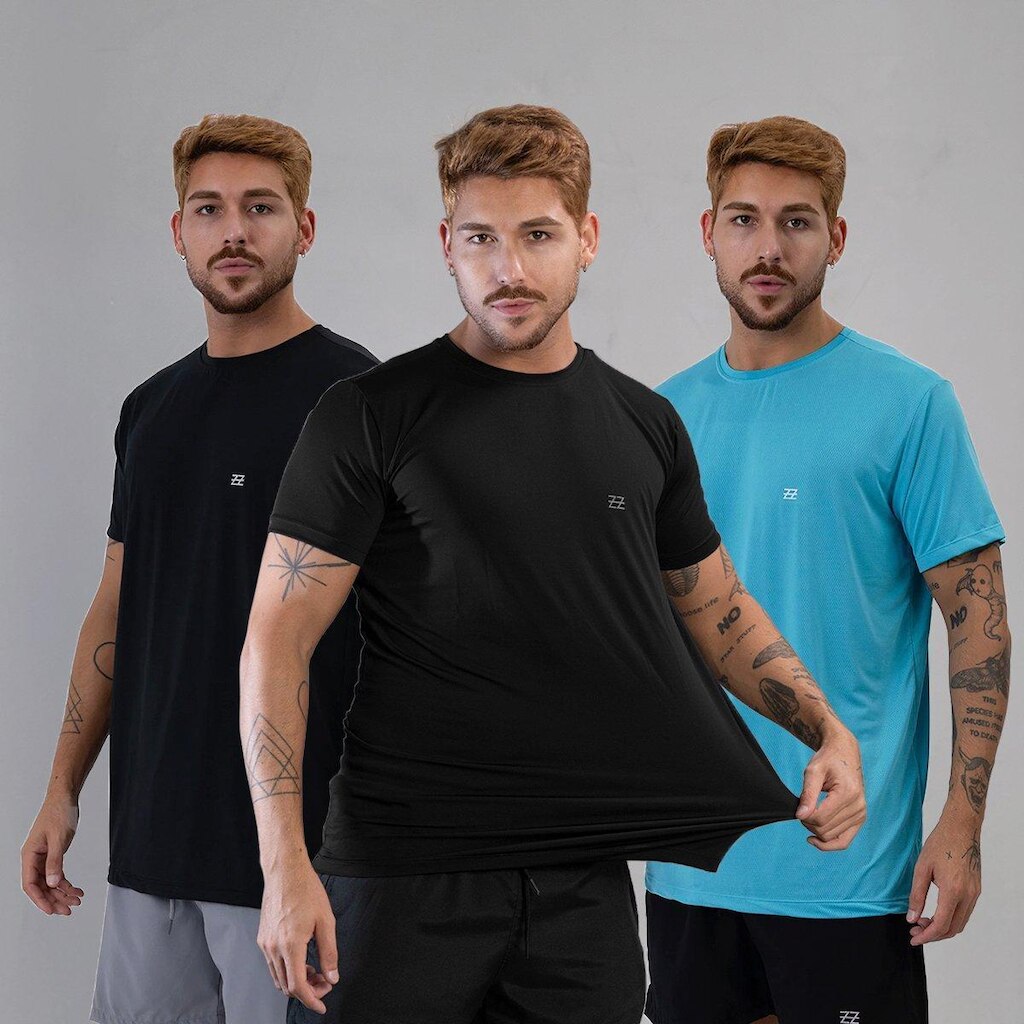 Kit 3 Camisetas Masculina Academia Poliamida Manga Curta Treino Camisa Malhar Dia A Dia Premium