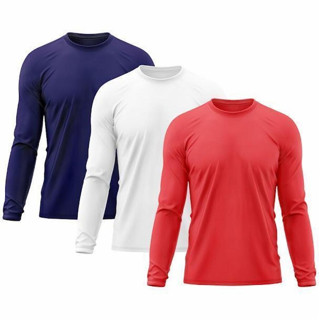 Kit 3 Camisetas Masculinas Proteção Uv Dry Manga Longa