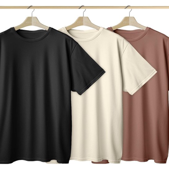 Kit 3 Camisetas Oversized Basica Streetwear Masculina Larga 100% Algodão