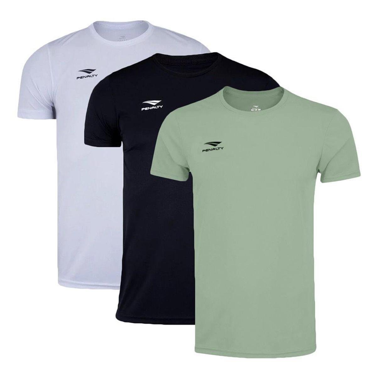 Kit 3 Camisetas Penalty X Masculina - Branco+Verde Menor preço em Kit 3 Camisetas Penalty X Masculina - Branco+Verde