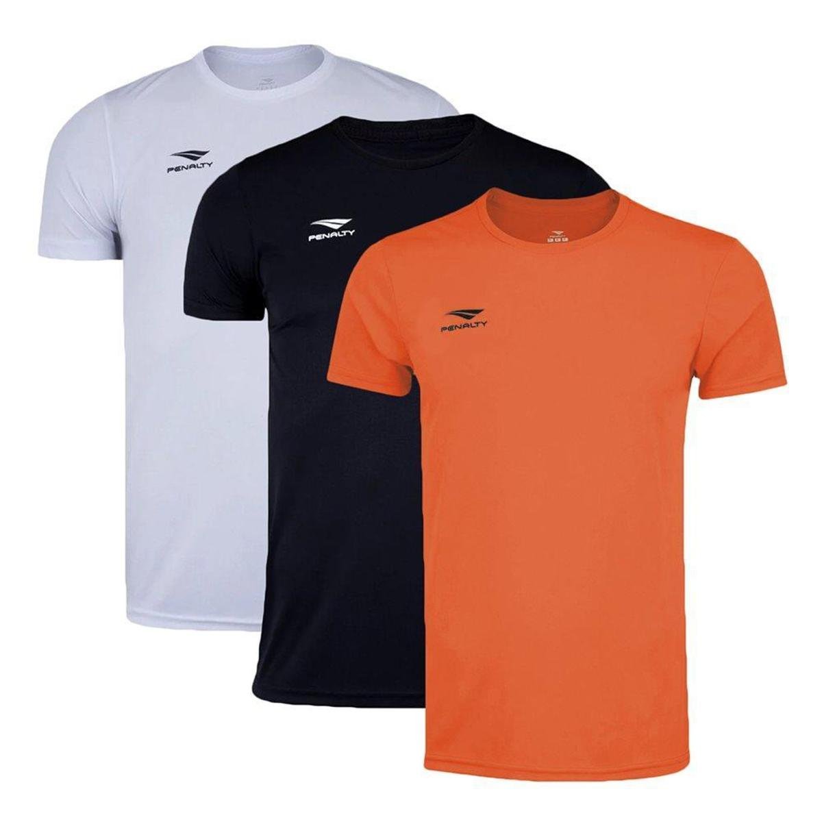 Kit 3 Camisetas Penalty X Masculina - Branco+Laranja Menor preço em Kit 3 Camisetas Penalty X Masculina - Branco+Laranja