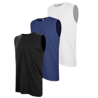 Kit 3 Camisetas Regata Masculina Lisa Machão Basica