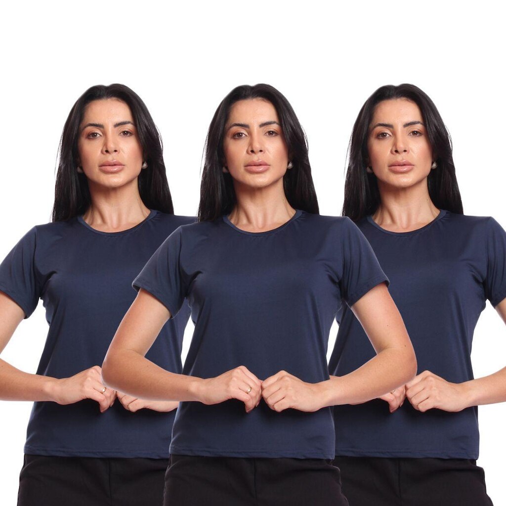 Kit 3 Camisetas T-Shirt Feminina Básica Manga Curta Suplex Casual Confortável