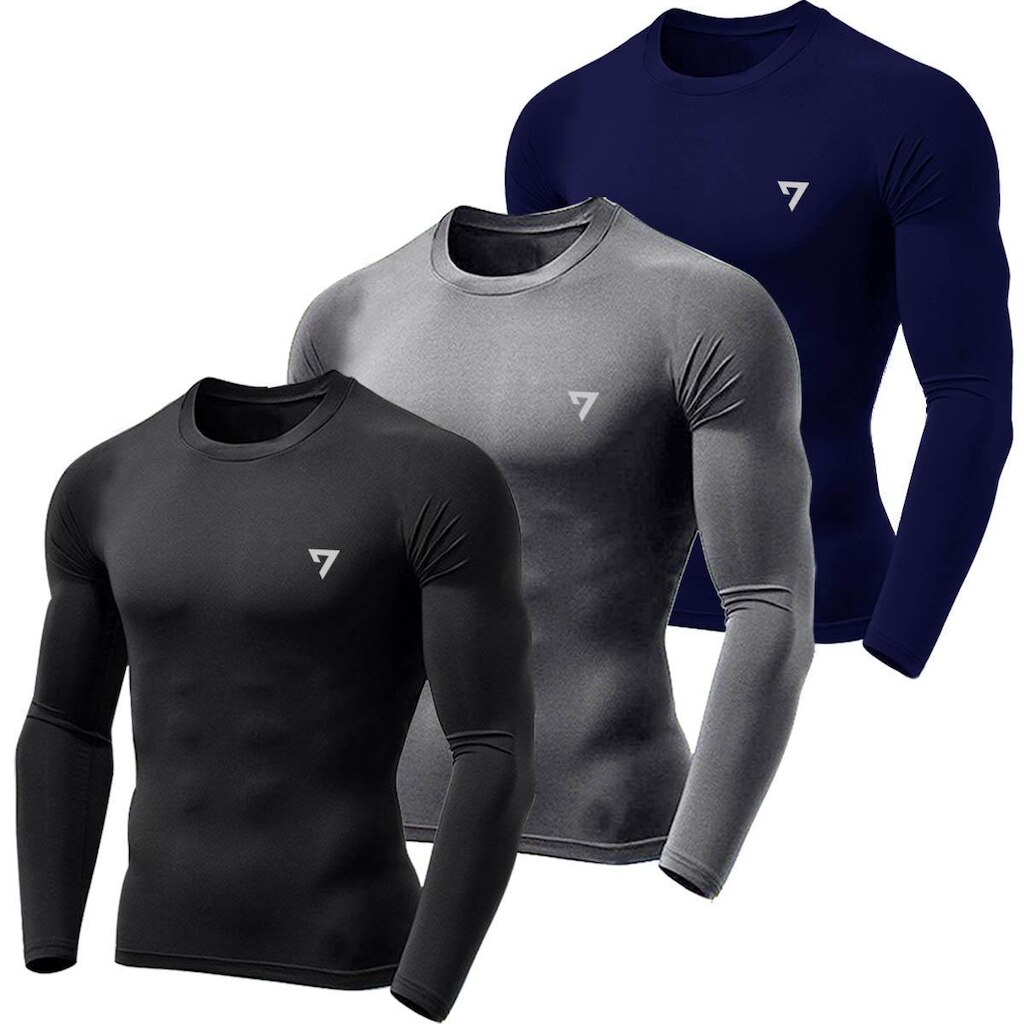 Kit 3 Camisetas Térmicas Masculina Segunda Pele Camisa Uv50-