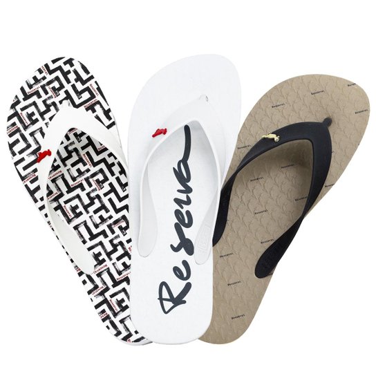 Kit 3 Chinelos Masculino Reserva Go RSV Confortável Premium Original 750040648 Cor:;Tamanho:43-44
