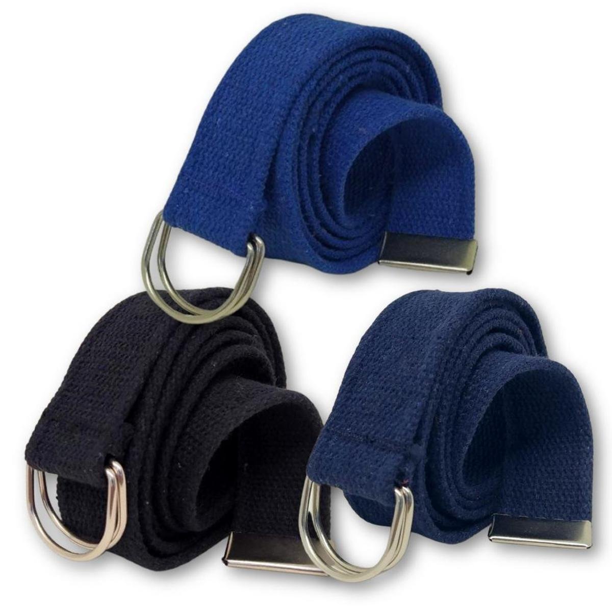 Kit 3 Cintos Hipica Cadarço com Meia Argola - Azul Royal+Preto Menor preço em Kit 3 Cintos Hipica Cadarço com Meia Argola - Azul Royal+Preto