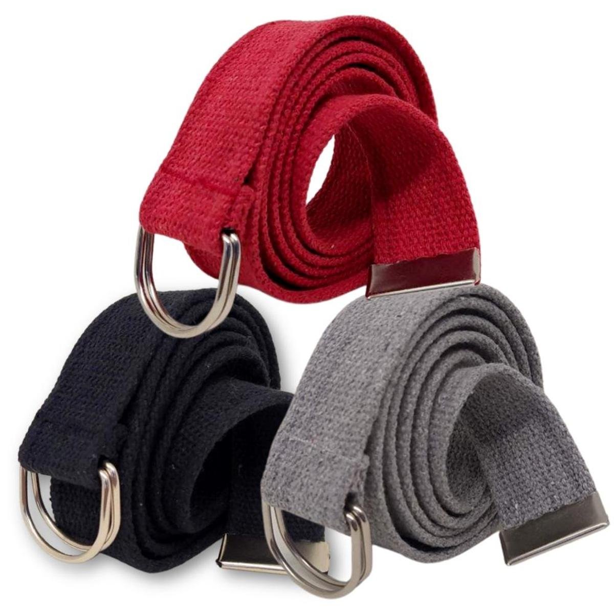 Kit 3 Cintos Hipica Cadarço com Meia Argola - Cinza+Vermelho Menor preço em Kit 3 Cintos Hipica Cadarço com Meia Argola - Cinza+Vermelho