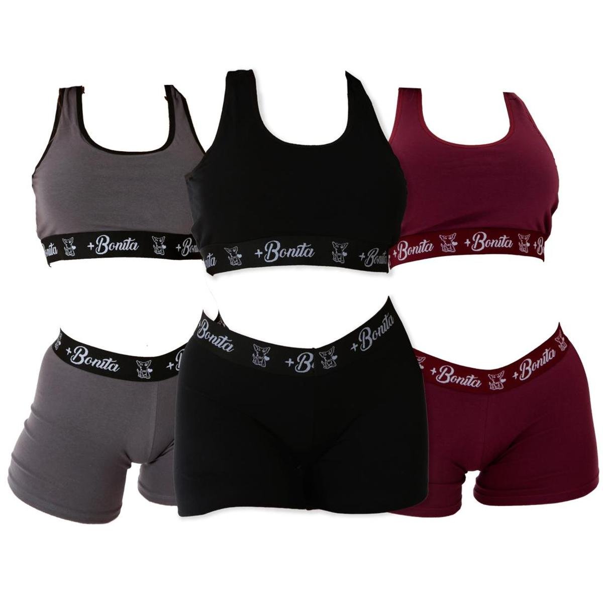 KIT 3 CONJUNTO TOP SHORT ALGODÃO Menor preço em KIT 3 CONJUNTO TOP SHORT ALGODÃO