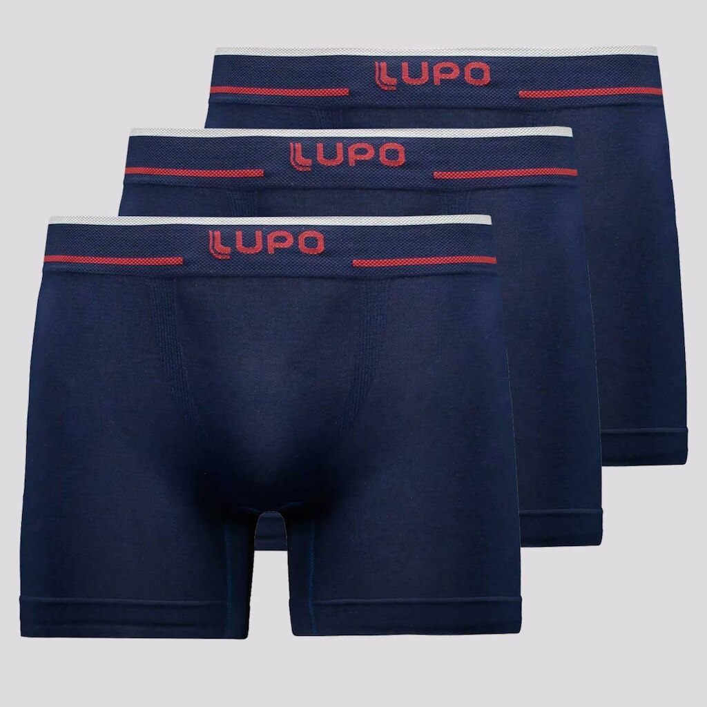 Kit 3 Cuecas Boxer Lupo Microfibra Sem Costura Mar