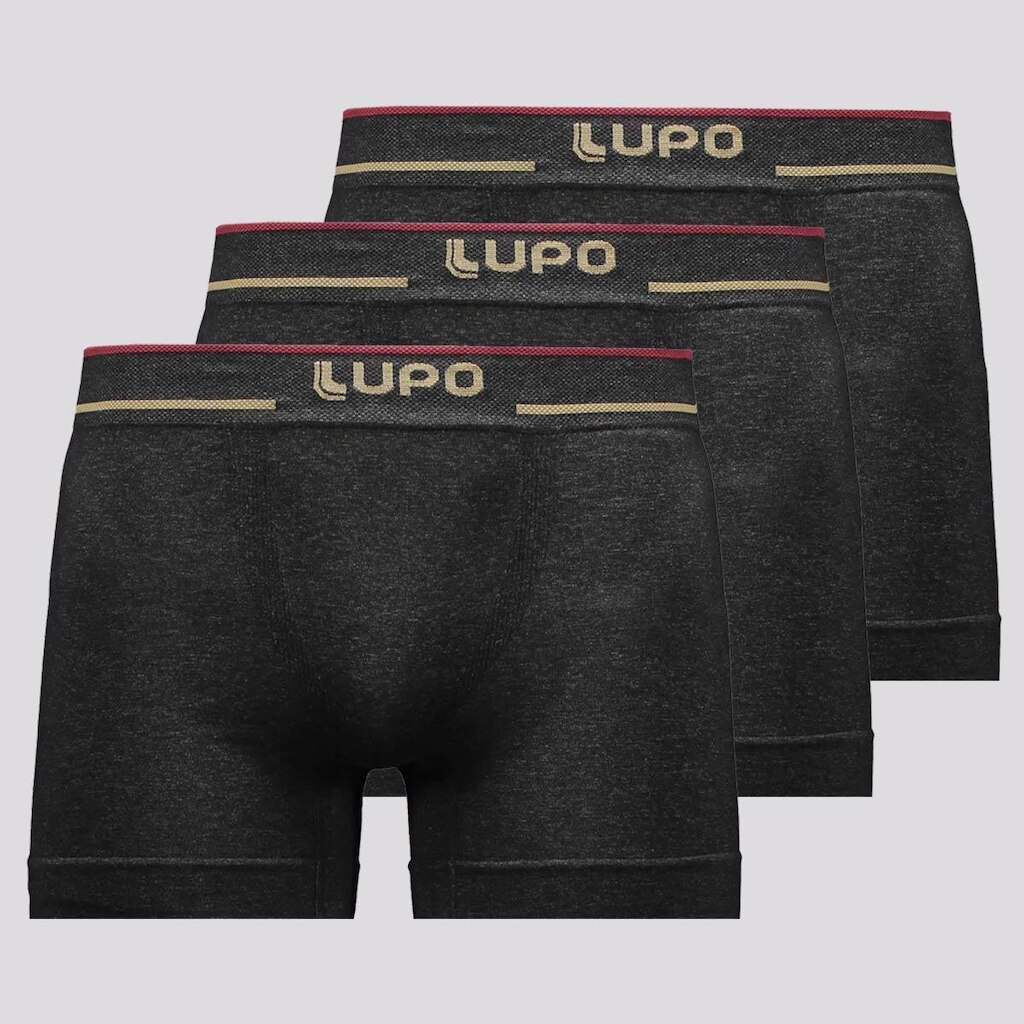 Kit 3 Cuecas Boxer Lupo Microfibra Sem Costura Pre