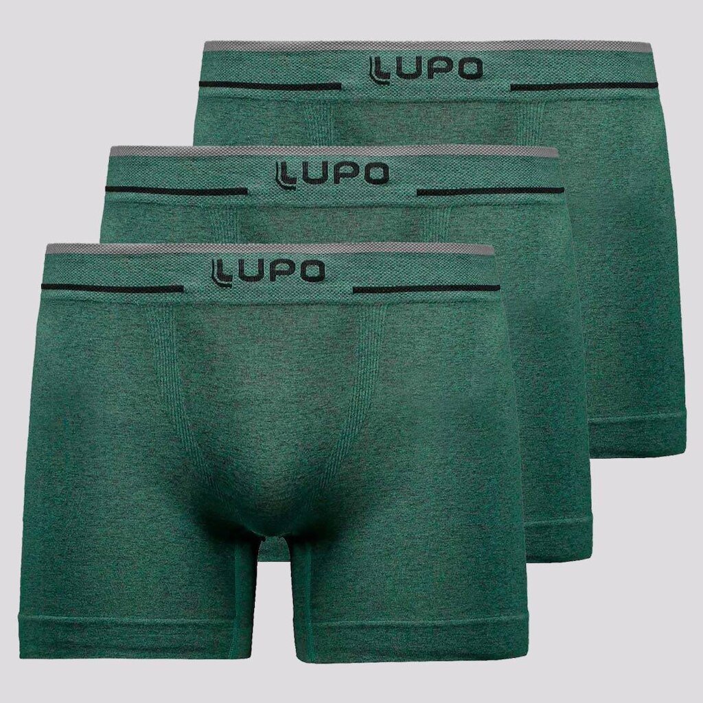 Kit 3 Cuecas Boxer Lupo Microfibra Sem Costura Verde Oliva
