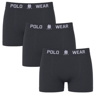 Kit 3 Cuecas Boxer Polo Wear Basic Infantil - Cinza M-6