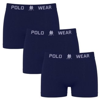 Kit 3 Cuecas Boxer Polo Wear Basic Infantil - Marinho M-6