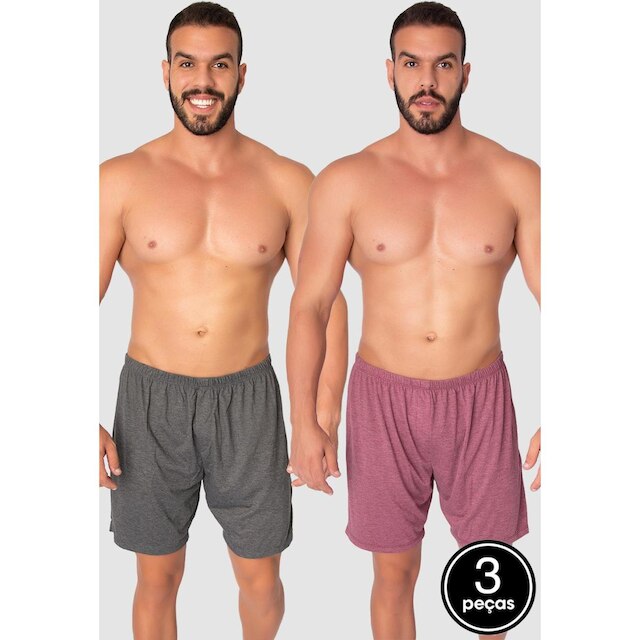 Kit 3 Cuecas Samba Canção Malha Short Masculino