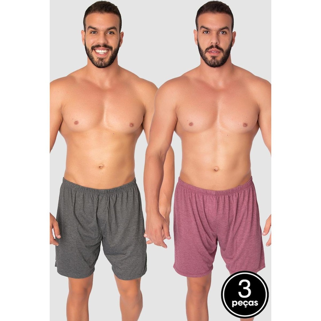 Kit 3 Cuecas Samba Canção Malha Short Masculino
