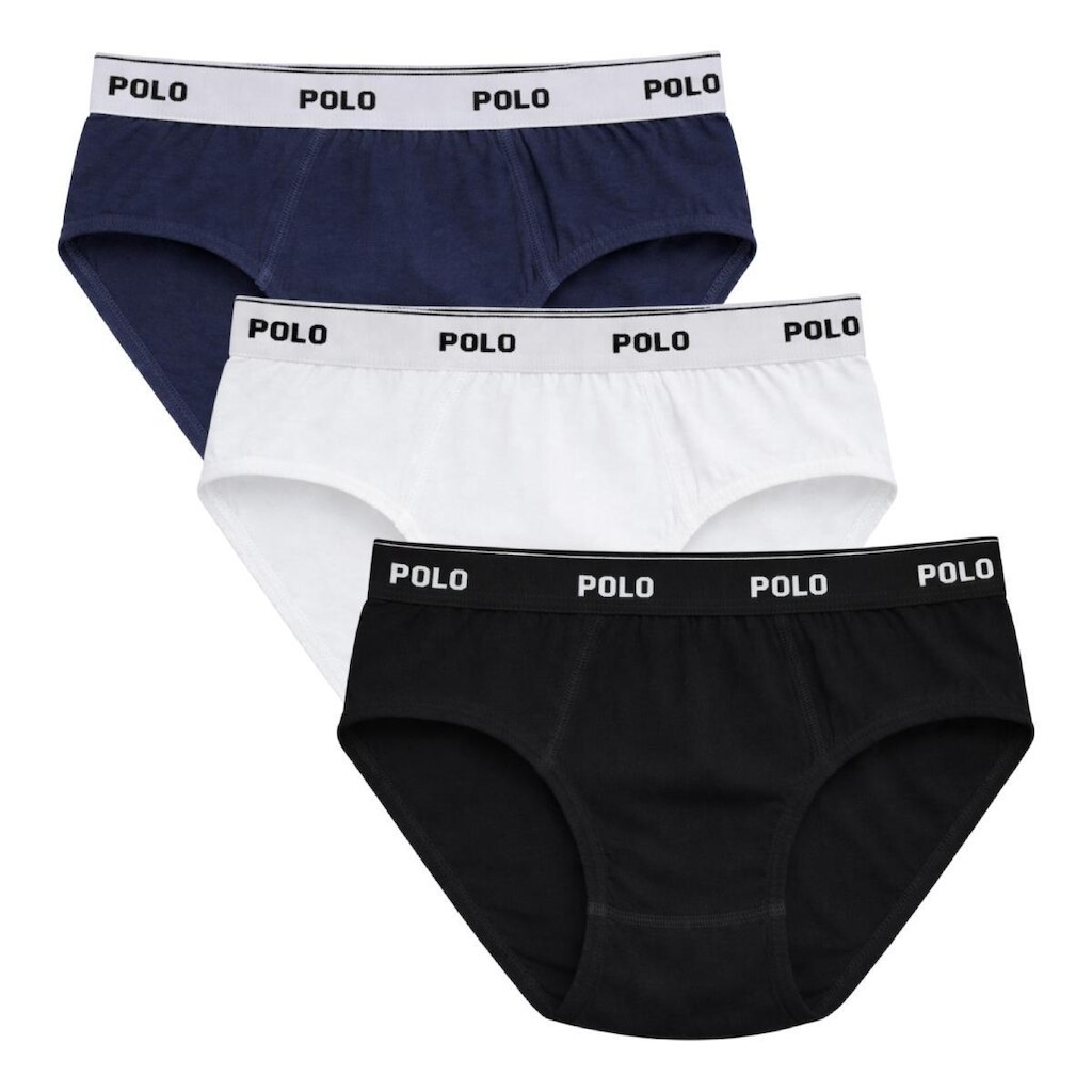 Kit 3 Cuecas Slip Polo Star Cotton 100% Algodão Penteado Masculina Adulto Tradicional