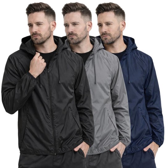 Kit 3 Jaquetas Corta Vento Masculina Leve Impermeável Para Dia a Dia Academia