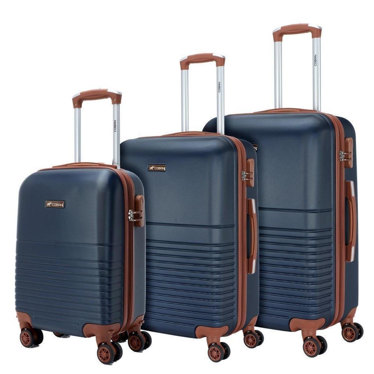 Kit 3 Mala de Viagem Moderna Reforçada Casual Espaçosa Coban 87 Litros Menor preço em Kit 3 Mala de Viagem Moderna Reforçada Casual Espaçosa Coban 87 Litros