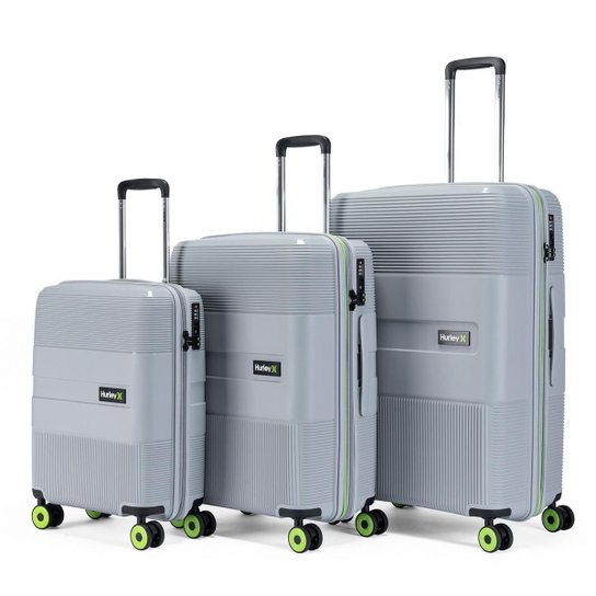 Kit 3 Malas De Viagem ABS Rígido Hurley Rodinhas 360° Reforçada com Cadeado TSA Espaçosa